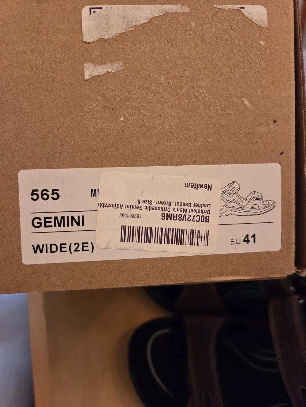 Orthofeet Gemini Men's Orthopedic Leather Sandals Brown Size 8 Wide (2E)